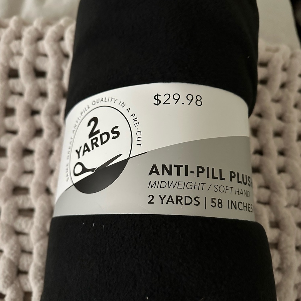 Black Anti-Pill Plush Fabric - 2 Yards 58” Wide